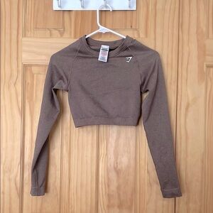 Women's Gymshark Brown Long Sleeve Crop Top